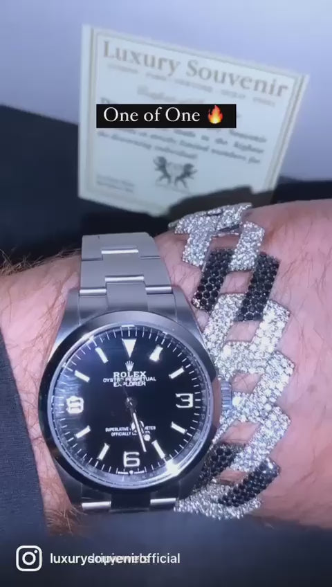 Cuban Diamond Bracelet Iced Out ( Black & White Diamond )