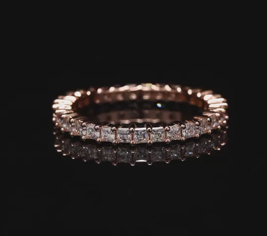 ETERNITY BAND RING (PURE SILVER 24Kt ROSE GOLD , Moissanite Diamonds