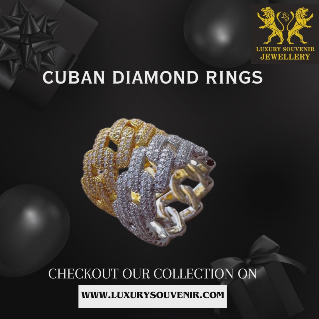 Icebox - Jagged Miami Cuban Diamond Ring 14k Solid Gold 1.45ctw