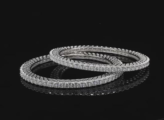 Single Line Bangle Pair 15 Cent Each MOISSANITE Pure Silver 925 White Gold Plated