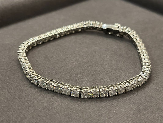 25 Cent Each Tennis Bracelet ( Certified Moissanite Diamonds & Silver )