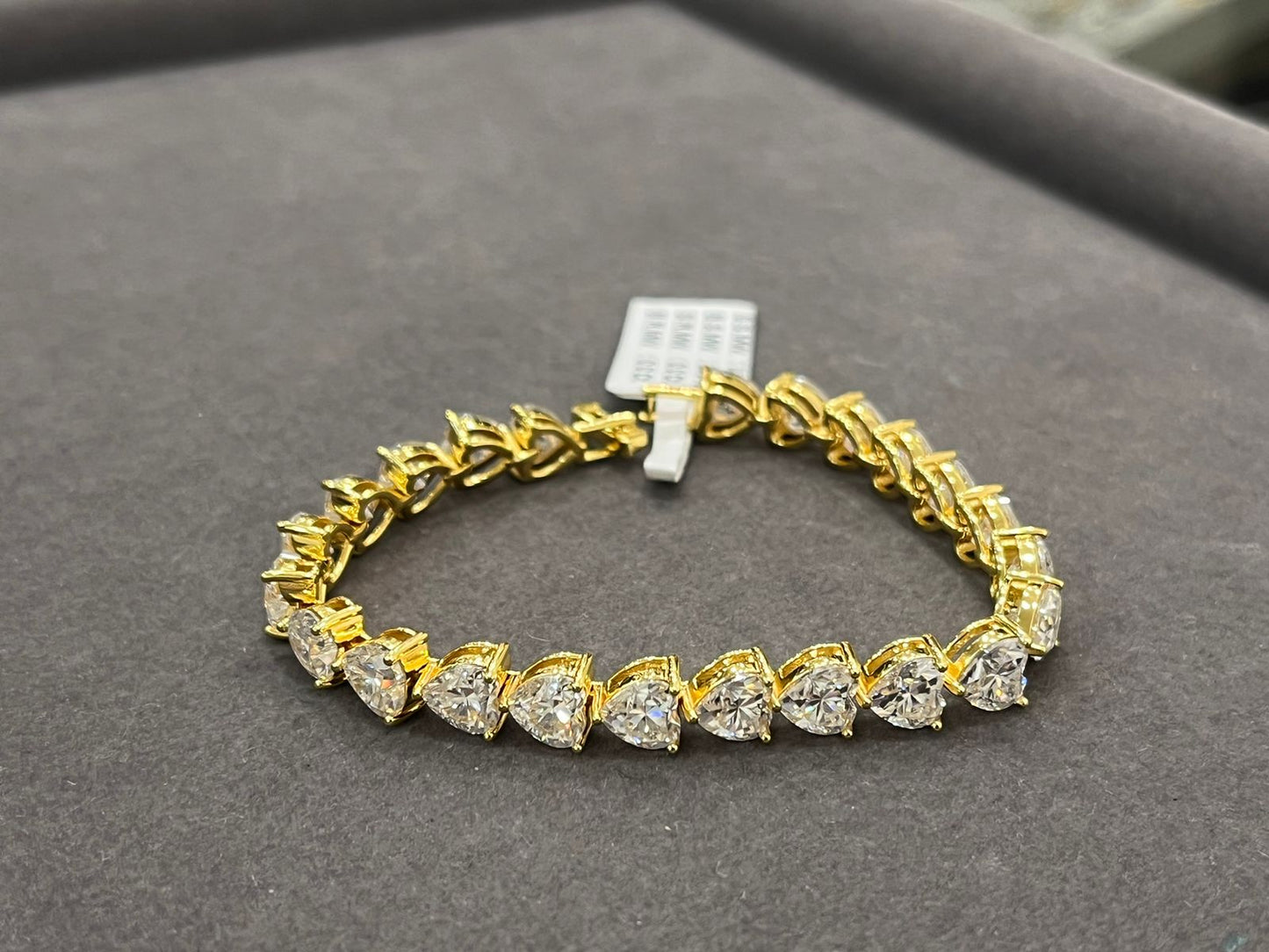 Heart Shape Diamond Bracelet with 30 Carat Moissanite 24Kt Gold Plated