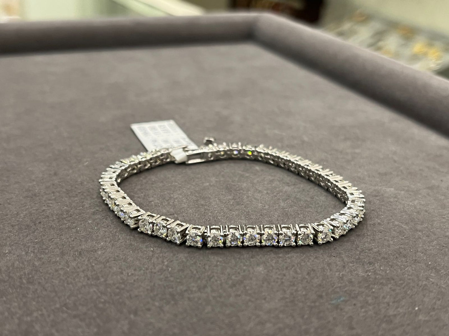 15 Cent Moissanite Diamond Tennis Bracelet Pure Silver White Gold Plated