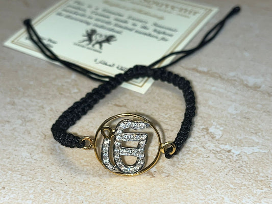 Ek Onkar Diamond Jewel in Black Adjustable Thread ( Pure Silver , Gold Plated AD )